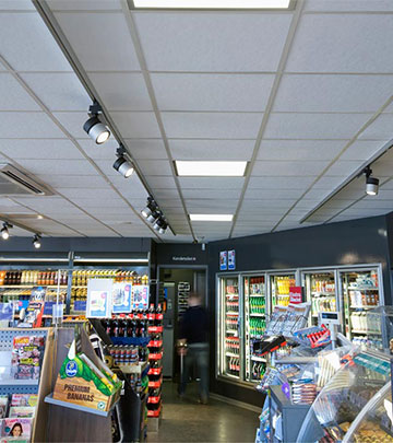 Multiple Philips LED gas station lighting products help save energy at Q8 Qvik to go in Copenhagen
