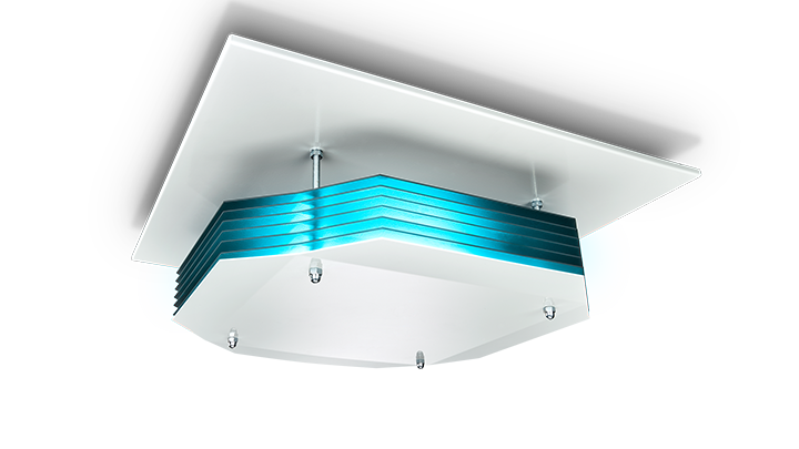صورة لمصابيح تطهير الهواء العلوي باستخدام UV-C المثبتة بالسقف